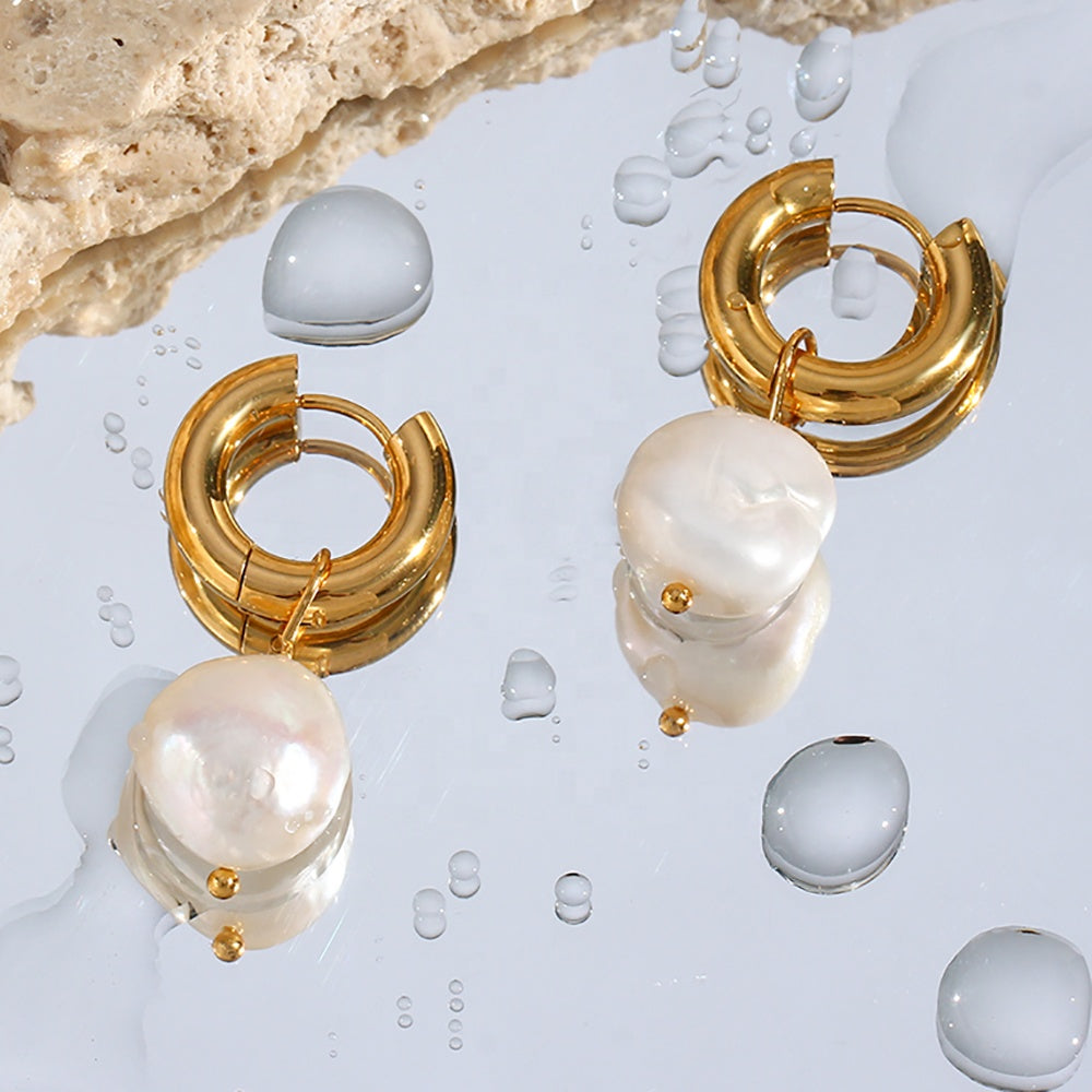 Diana Baroque Pearl Hoops