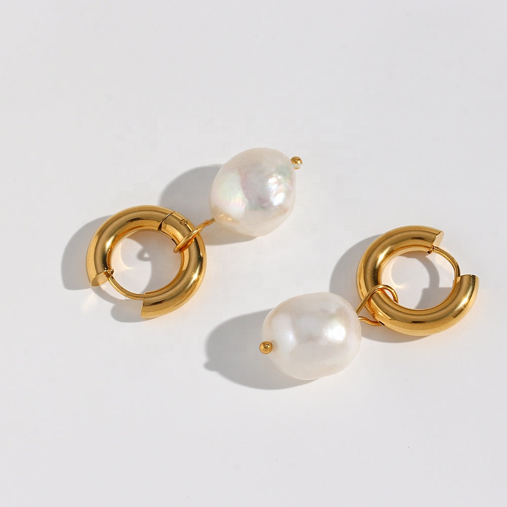 Diana Baroque Pearl Hoops